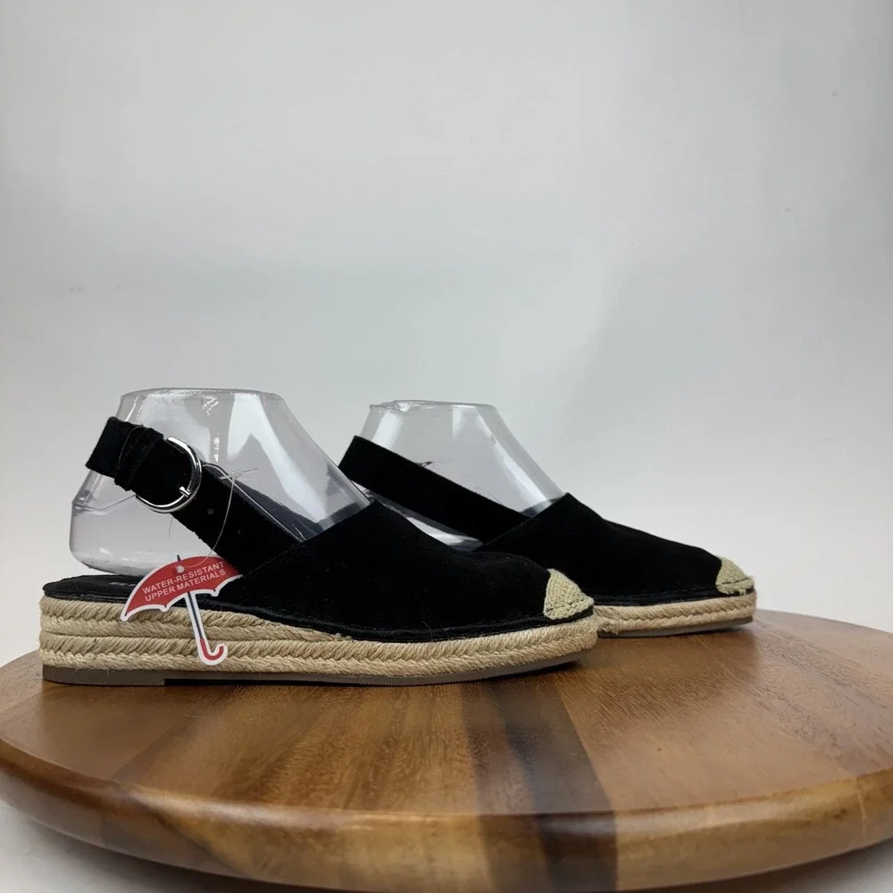 New Womens Blondo Hiliana Black Suede Slingback Espadrille Mules Size 6 M NWOB‎